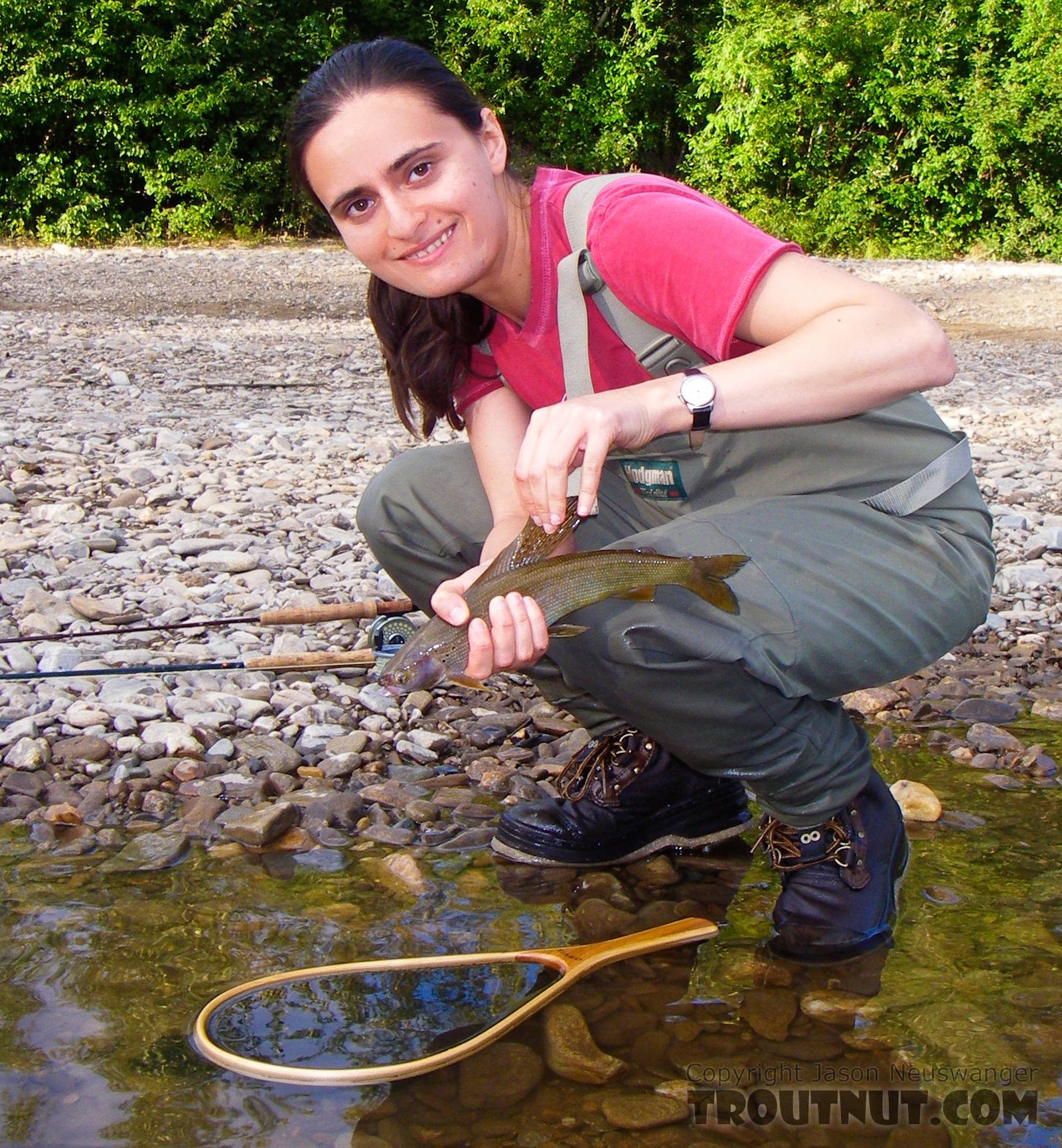 My wife's first Arctic grayling... beautiful!  And so is the fish. From the Chena River in Alaska.