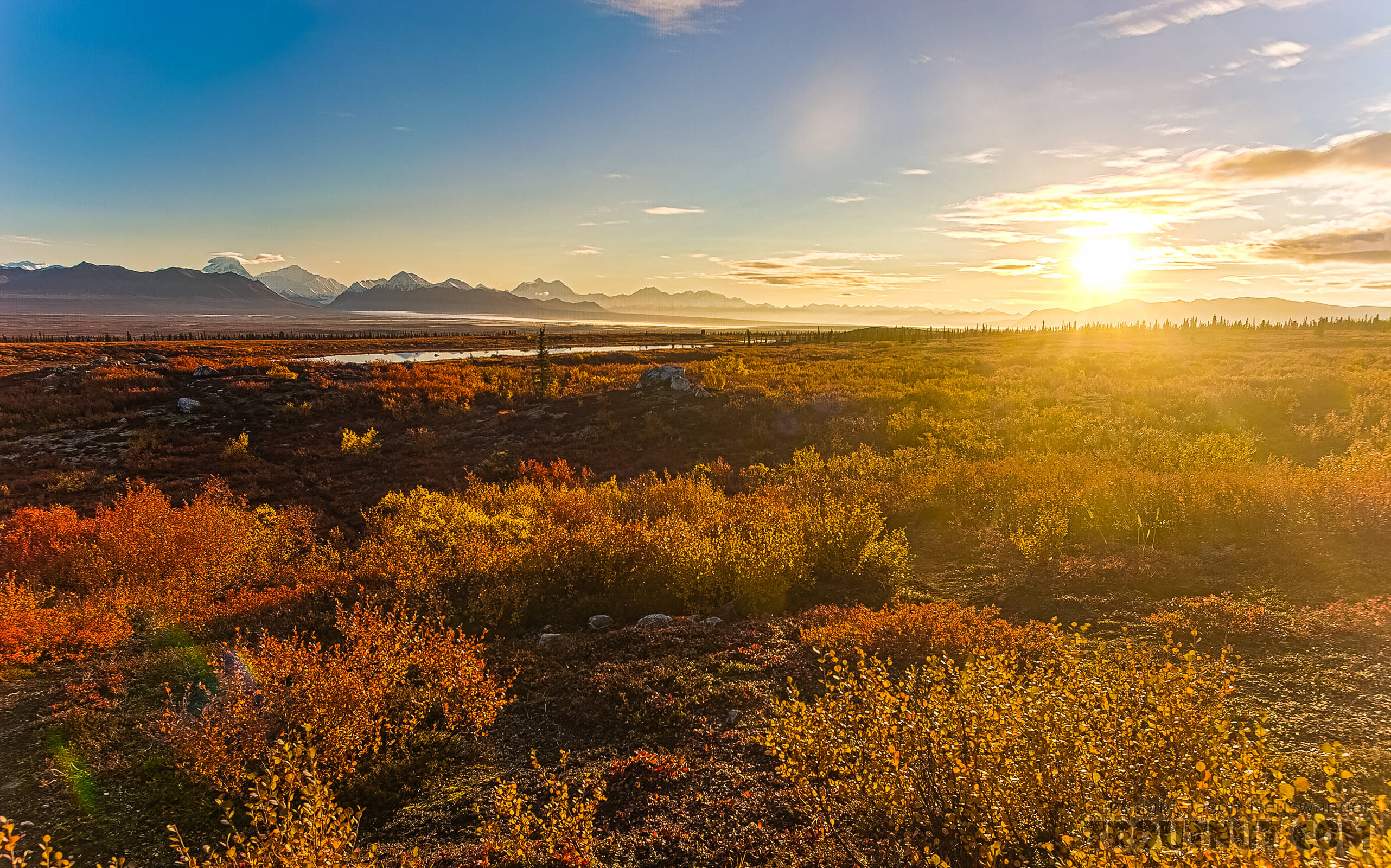 Sunrise. A promising start to the weekend From Denali Highway in Alaska.