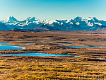 Kettle lakes and the Alaska Range From Denali Highway in Alaska.