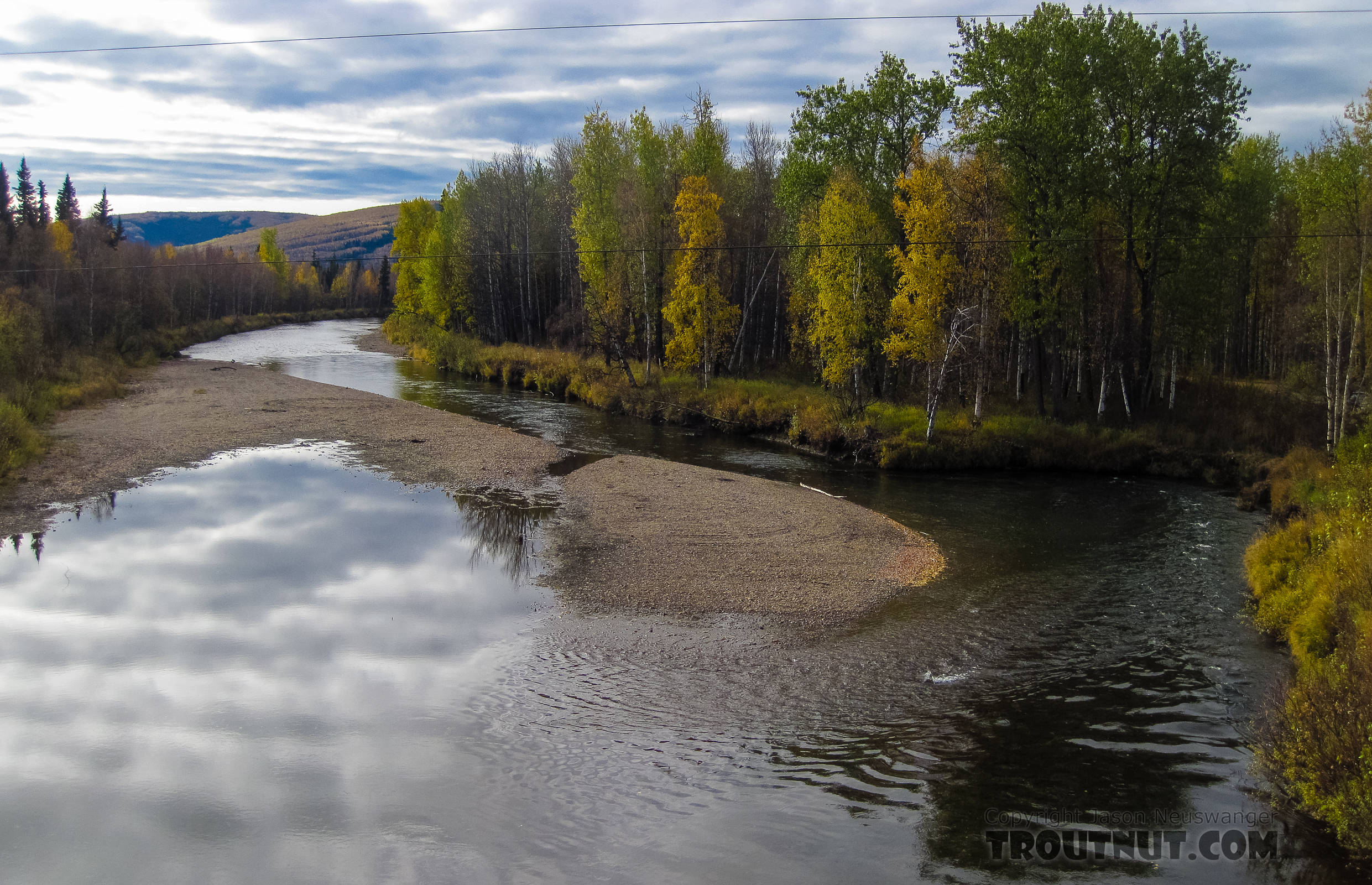 View downstream from Elliott Highway bridge From the Chatanika River in Alaska.