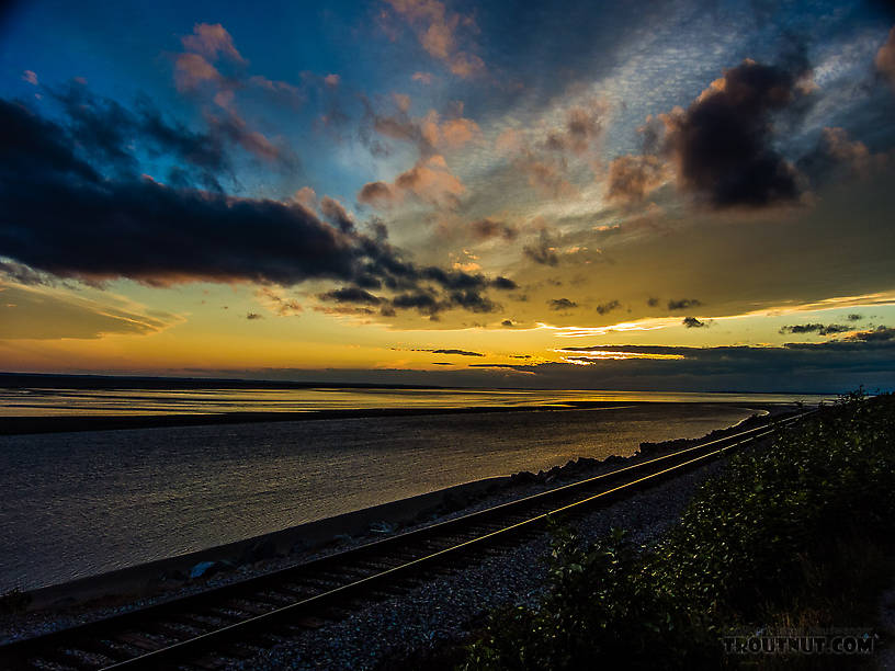 Railroad along the Turnagain Arm of Cook Inlet From Turnagain Arm of Cook Inlet in Alaska.