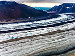 View down the Ruth Glacier from the lake From Denali National Park in Alaska.