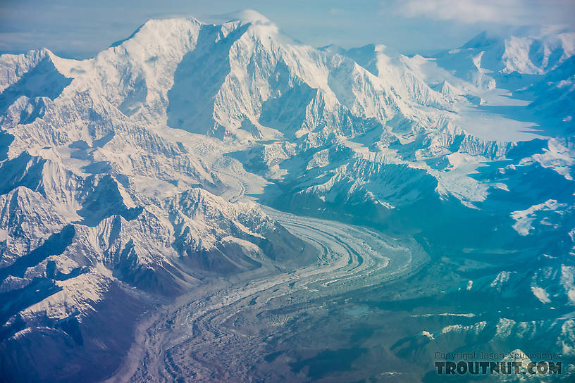 Mt Foraker and the Lacuna Glacier seen from a flight from Kotzebue to Anchorage From Denali National Park in Alaska.