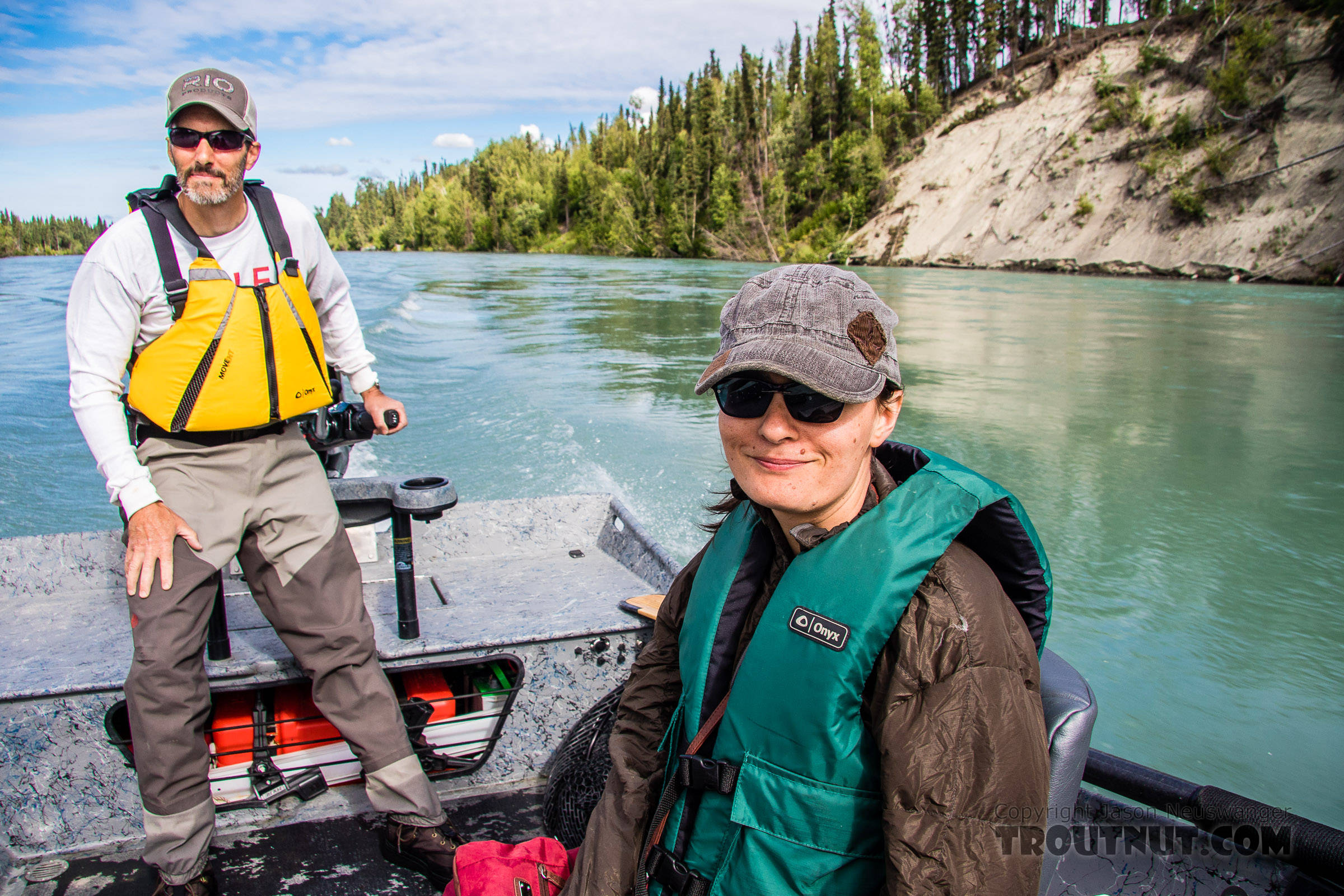 Motoring up the Kenai River with Perry From the Kenai River in Alaska.