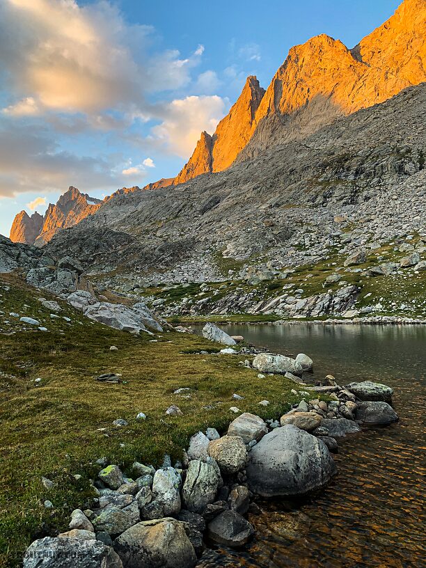 Sunset at Mistake Lake From Titcomb Basin in Wyoming.