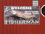 My frequent fishing partner Brad Bohen spotted and photographed this beer poster in Brule, WI.  He's got a good eye for trout, and this one looked familiar.  Sure enough, it's a 15 incher I caught on the Beaverkill in the Catskills in August 2004 on an emergent sparkle pupa.  I posted it here. From Brule, WI in Wisconsin.