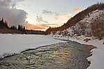 The high gradient kept this stretch of the river open despite the frigid winter temperature in central Alaska. From the Chena River in Alaska.