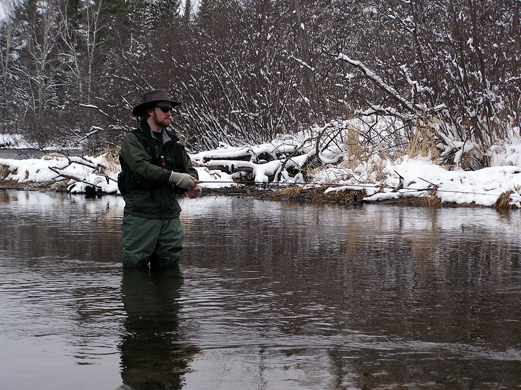 Me trying to catch some hungry little brook trout on opening day, 2004. From the Mystery Creek # 19 in Wisconsin.
