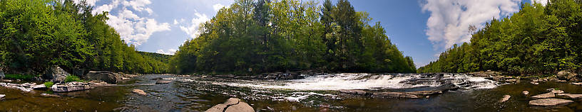 You've really got to see this one full-size to enjoy it.  It's my first attempt at a 360 degree panorama stitched together with the latest and greatest version of Adobe Photoshop.   From the Neversink River in New York.