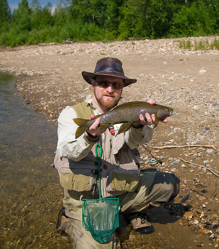 This is probably my largest grayling to date -- it's about 18 inches. From the Chena River in Alaska.