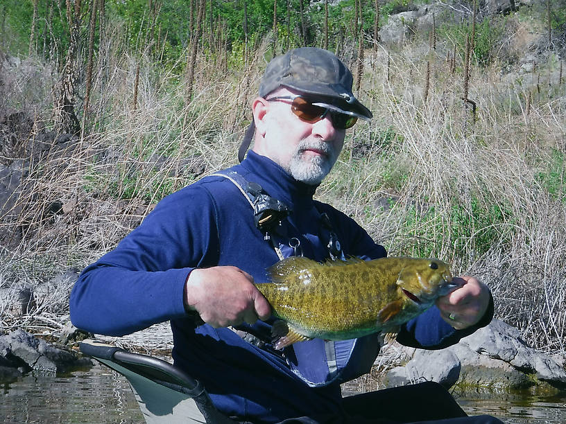 Smallmouth on a wooly bugger caught from a kayak on Fool Hollow Lake.