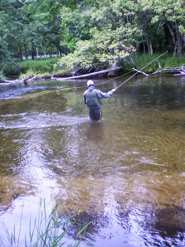 Fishing the Pere Marquette's fly only water.